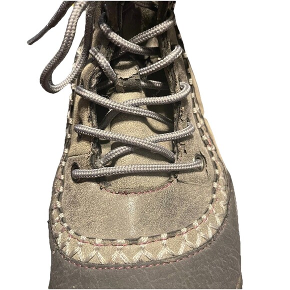 J-41 Srina Vegan Faux Fur Gray Ankle Lace Up Boots Jeep Traction Women's Size 6 - Picture 5 of 16